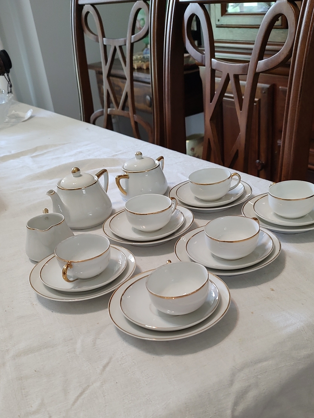 Meito Childs White Porcelain Tea Service with Gold Trim - Like Mothers German Ut